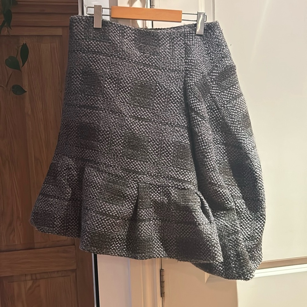 MARNI grey asymmetrical hem plaid wool skirt 46 US 10